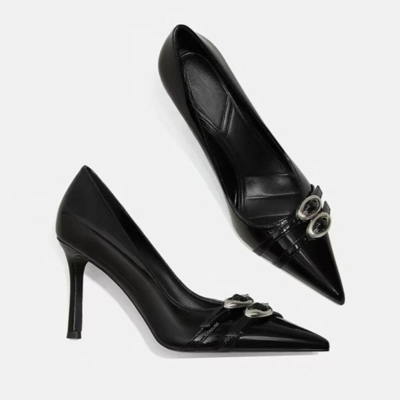 Women'S Shoes Non Slip - 2026 Banquet Metal Buckle Stiletto Single