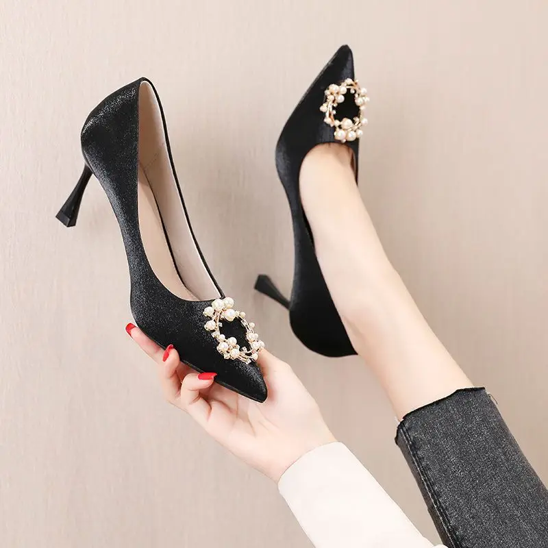 Women Shoes Quick Delivery - Ladies Pumps Rhinestone Diamond Pointed Toe