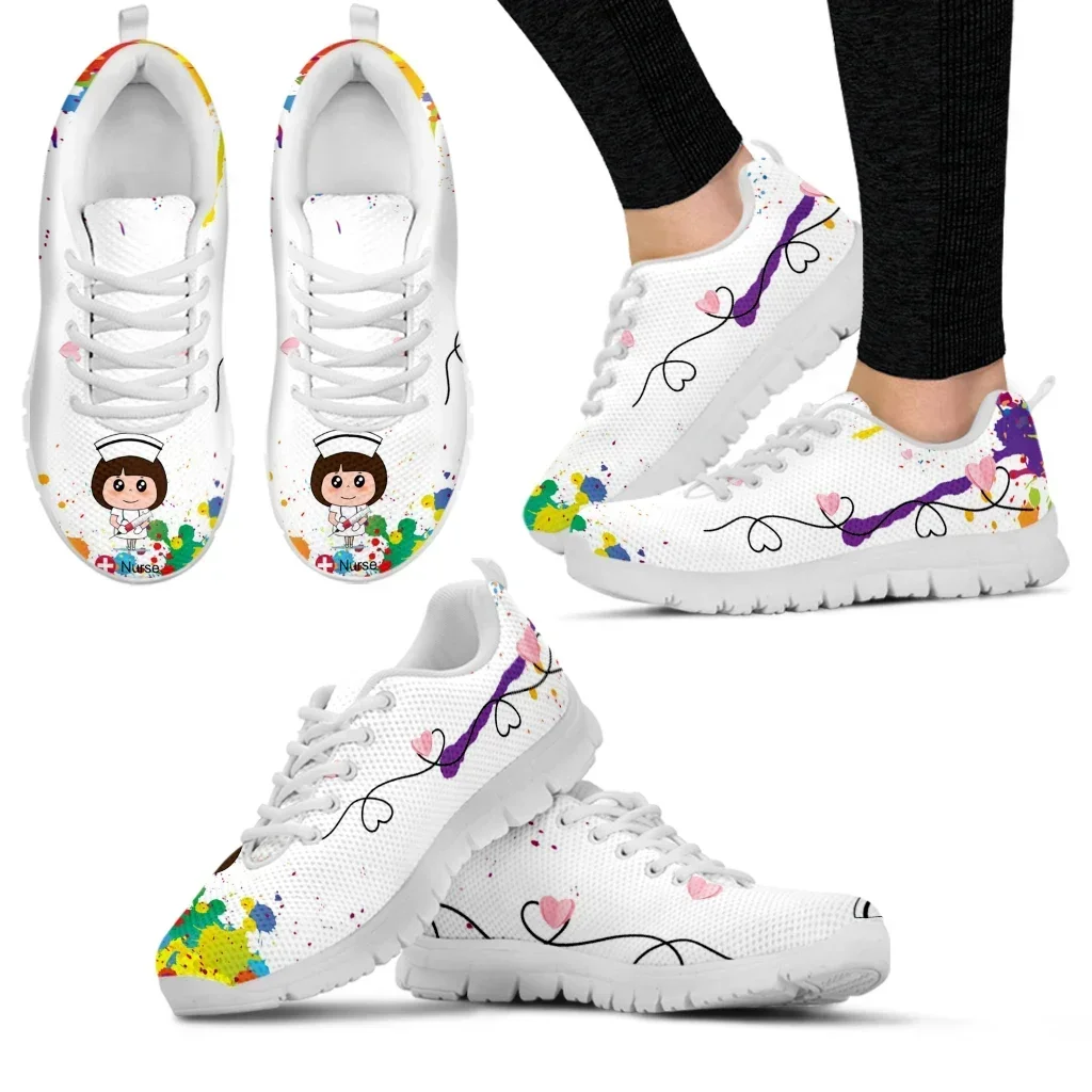 Women'S Shoes Nursing - White Nurse Girl Love Pattern Women