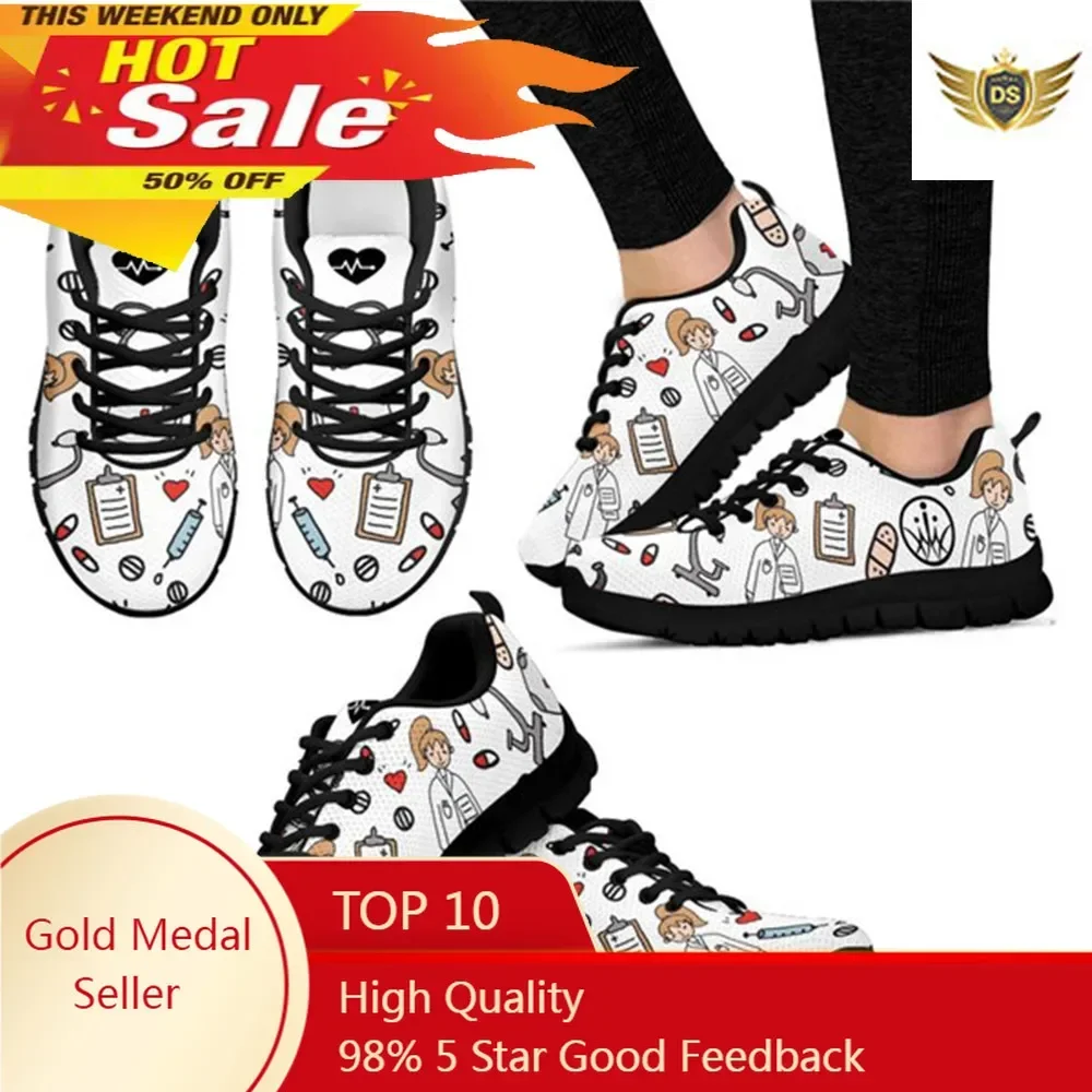 Women'S Shoes Nursing - Cartoon Sketch Physio Print Flats Shoes