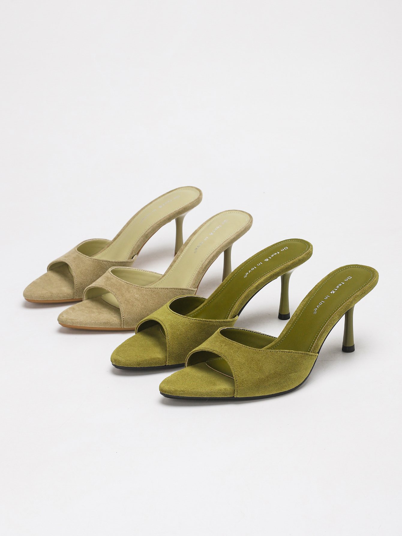 Platform Mule Heel - Women's Suede Pointed Toe Stiletto Heel