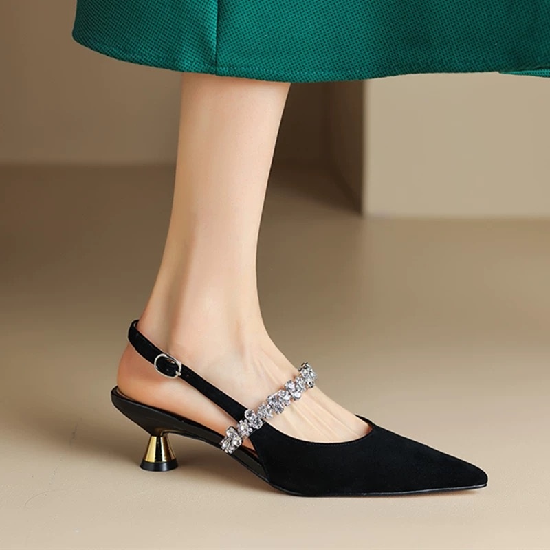 French Slip with Rhinestone St - Platform Mule Heel recension och pris