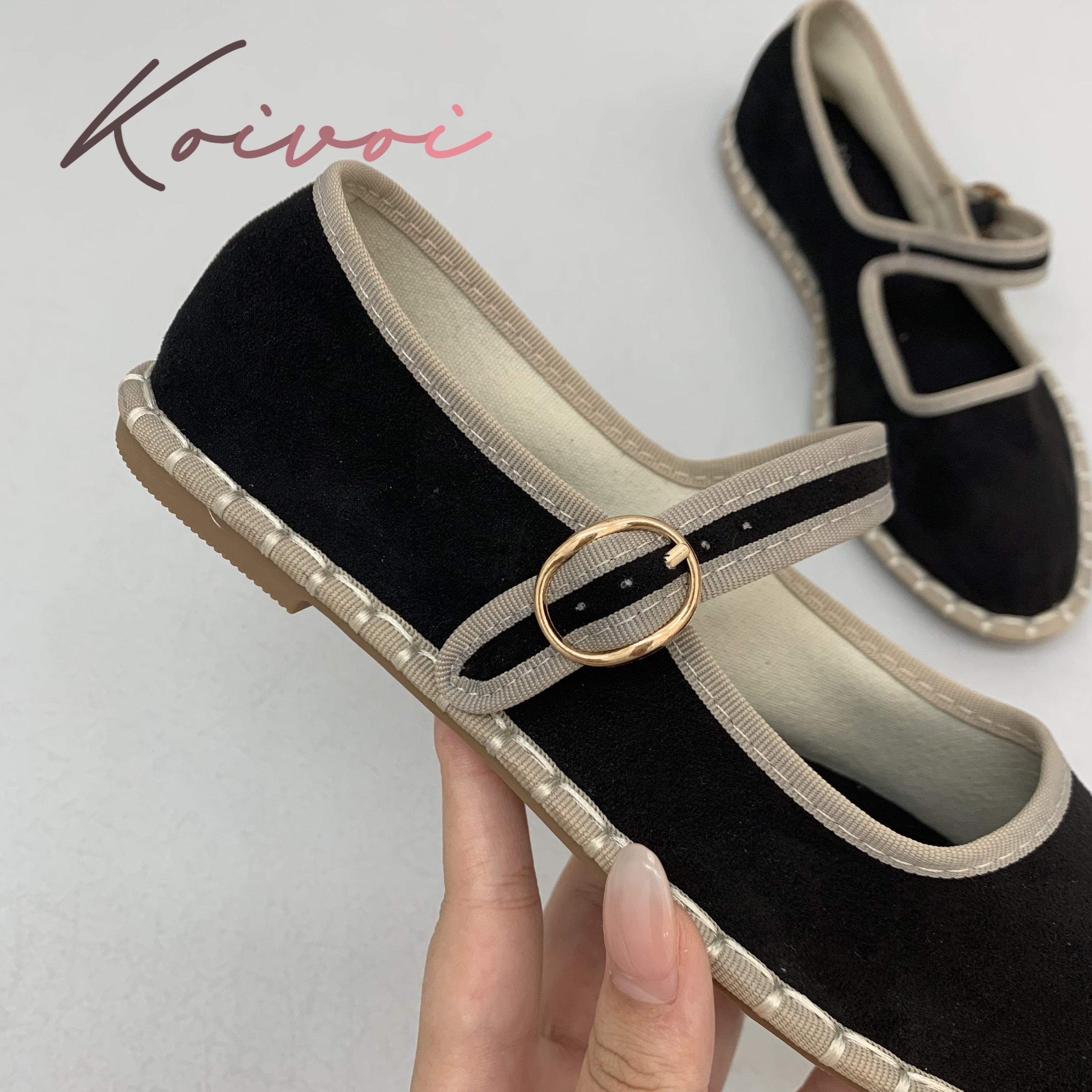Hand Stitch Buckle Strap Flats - Women Shoes Jeans recension och pris