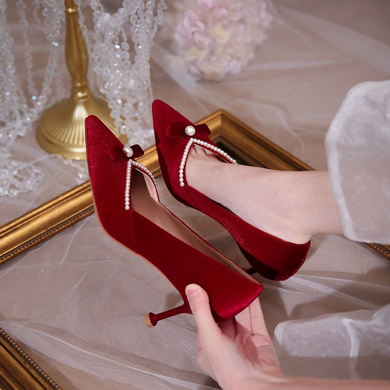 Red High Heel Pearl Ladies Pum - Women Shoes Quick Delivery recension och pris