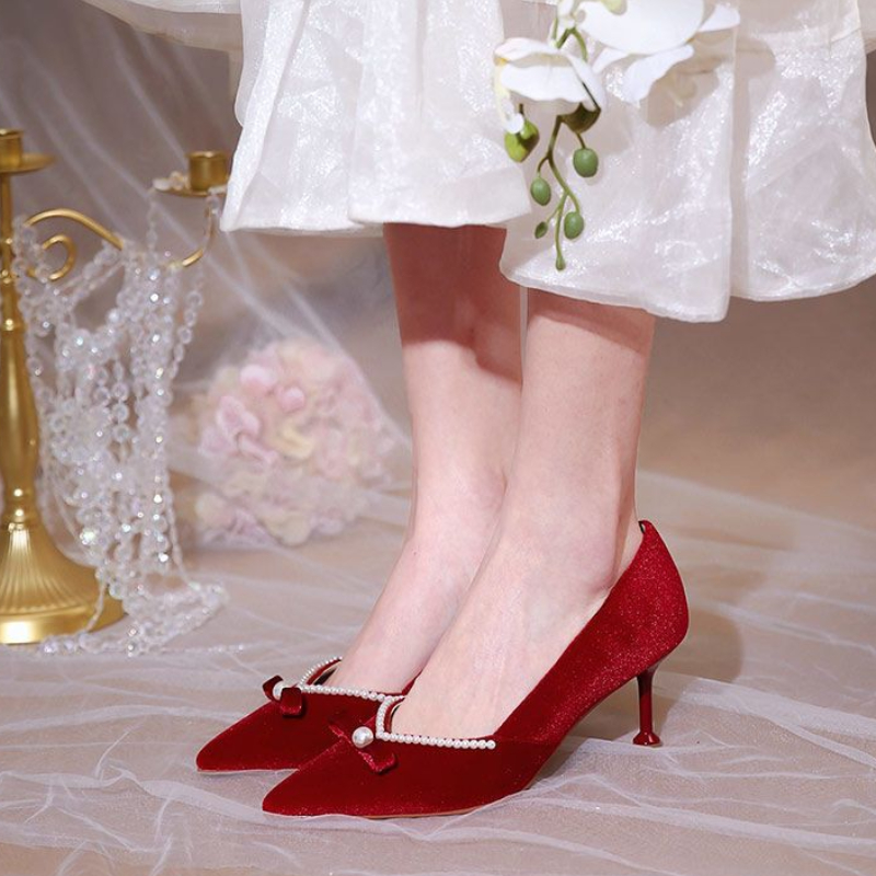 Red High Heel Pearl Ladies Pum - Women Shoes Quick Delivery recension och pris