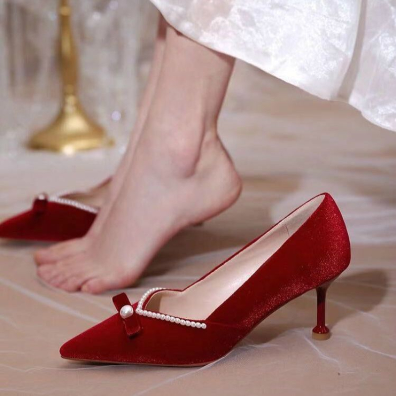 Red High Heel Pearl Ladies Pum - Women Shoes Quick Delivery recension och pris