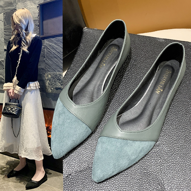 Flat black leather shoes for w - Pointed Toe Flat recension och pris