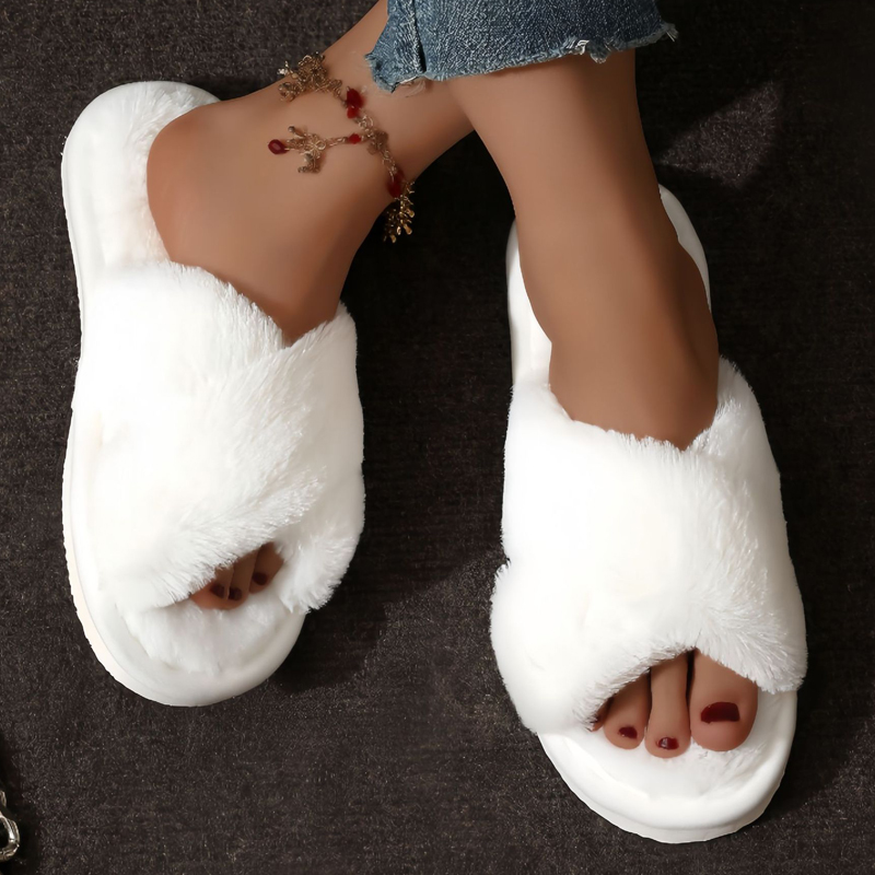 Cross Warm Fluffy Furry Slippe - Women'S Shoes Non Slip recension och pris