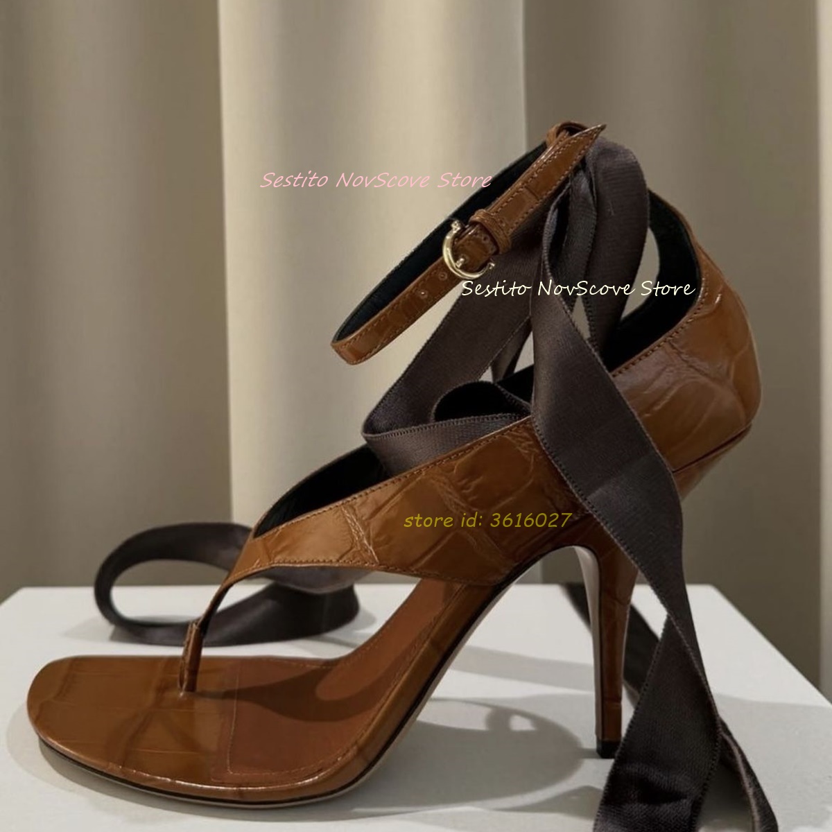 Brown Open Toe Lace Up Sandals - Platform Mule Heel recension och pris